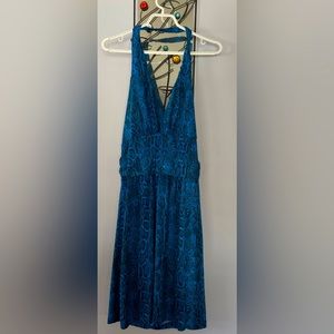 Blue snake print halter top dress
